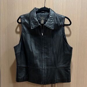 Calvin Klein Women's Black Sleeveless Leather Vest